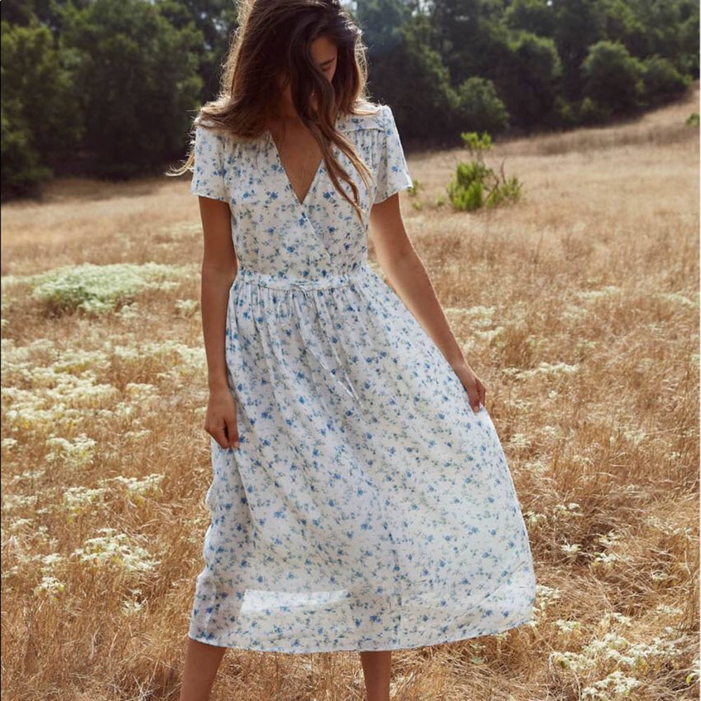 Dawn Dress | White and Blue Floral - L